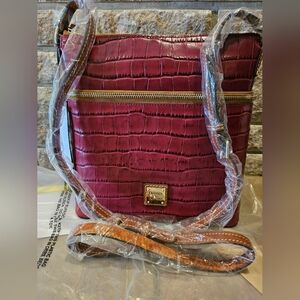 Dooney & Bourke Burgundy Wine (Oakdale) Croc Embossed Handbag